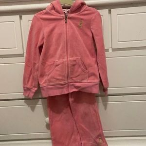 Juicy Couture Pink Velour Hoodie + Pants Set size 4